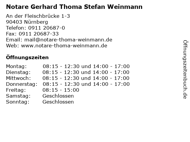 Notare Gerhard Thoma Stefan Weinmann in Nürnberg: Adresse und Öffnungszeiten