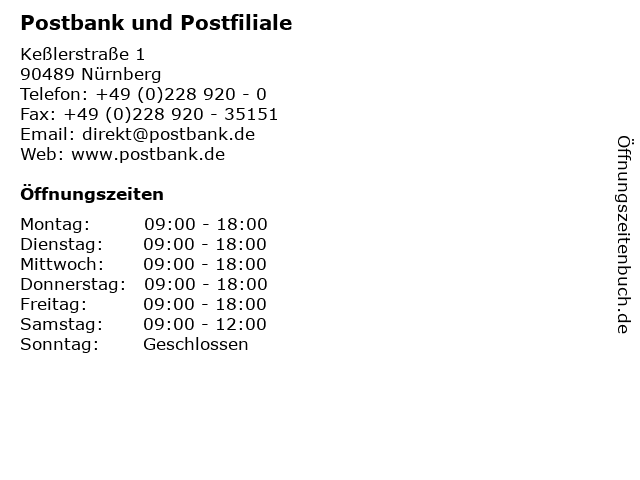 Postbank und Postfiliale in Nürnberg: Adresse und Öffnungszeiten