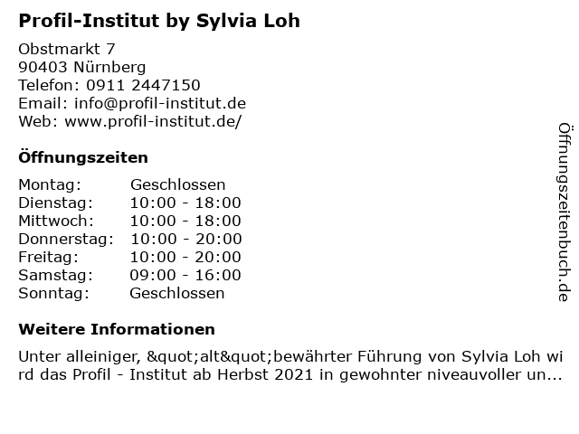Profil-Institut by Sylvia Loh in Nürnberg: Adresse und Öffnungszeiten
