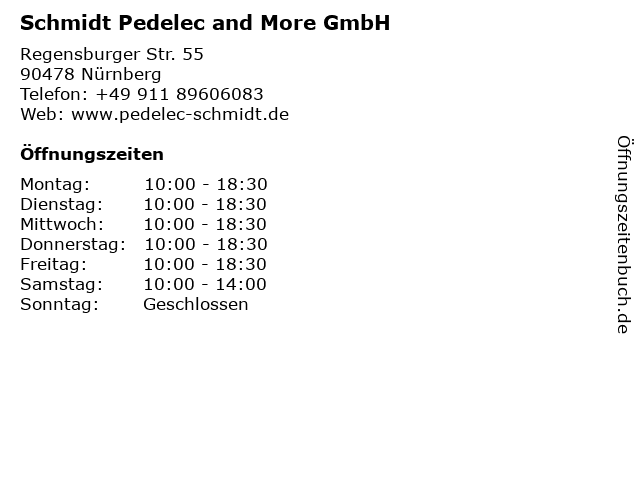 Schmidt Pedelec and More GmbH in Nürnberg: Adresse und Öffnungszeiten