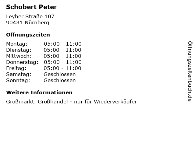 Schobert Peter in Nürnberg: Adresse und Öffnungszeiten