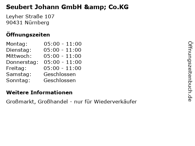 Seubert Johann GmbH & Co.KG in Nürnberg: Adresse und Öffnungszeiten