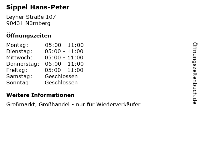 Sippel Hans-Peter in Nürnberg: Adresse und Öffnungszeiten