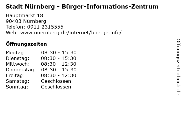Stadt Nürnberg - Bürger-Informations-Zentrum in Nürnberg: Adresse und Öffnungszeiten
