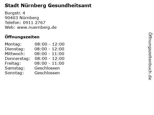 Stadt Nürnberg Gesundheitsamt in Nürnberg: Adresse und Öffnungszeiten