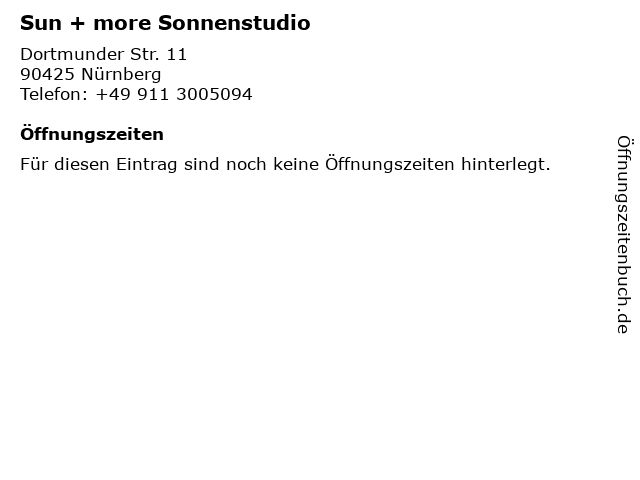 Sun + more Sonnenstudio in Nürnberg: Adresse und Öffnungszeiten