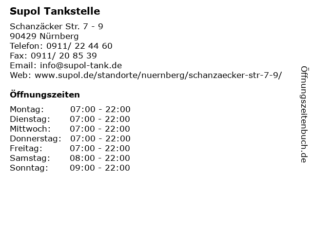 Supol Tankstelle in Nürnberg: Adresse und Öffnungszeiten