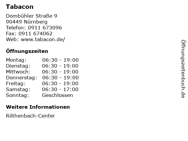 Tabacon in Nürnberg: Adresse und Öffnungszeiten