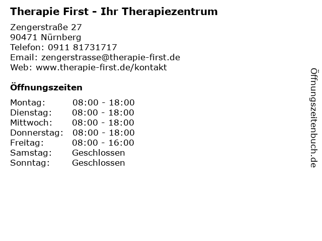 Therapie First - Ihr Therapiezentrum in Nürnberg: Adresse und Öffnungszeiten