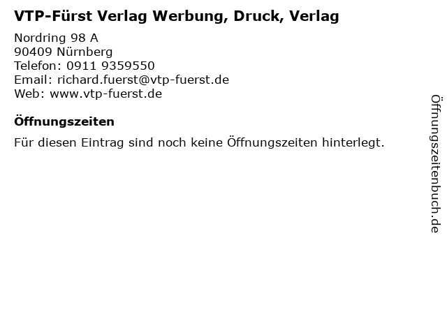 VTP-Fürst Verlag Werbung, Druck, Verlag in Nürnberg: Adresse und Öffnungszeiten