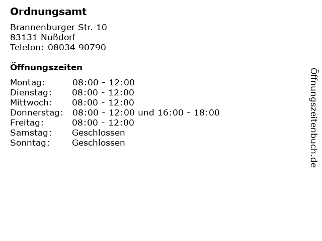 Ordnungsamt in Nußdorf: Adresse und Öffnungszeiten