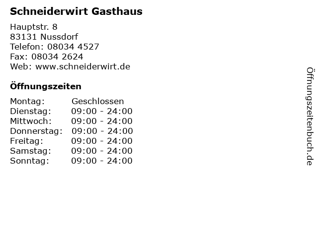 Schneiderwirt Gasthaus in Nussdorf: Adresse und Öffnungszeiten