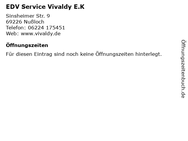 EDV Service Vivaldy E.K in Nußloch: Adresse und Öffnungszeiten