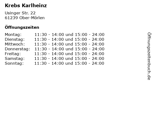 Krebs Karlheinz in Ober-Mörlen: Adresse und Öffnungszeiten