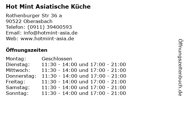 Hot Mint Asiatische Küche in Oberasbach: Adresse und Öffnungszeiten