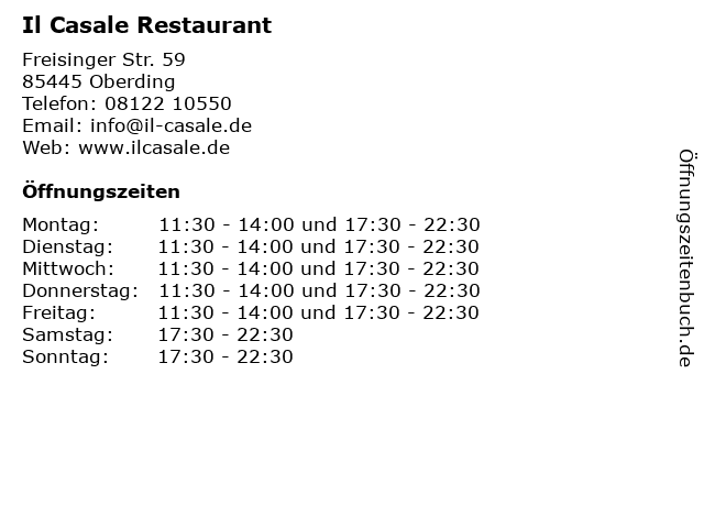 Il Casale Restaurant in Oberding: Adresse und Öffnungszeiten