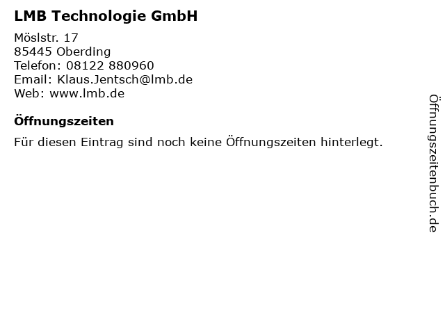 LMB Technologie GmbH in Oberding: Adresse und Öffnungszeiten