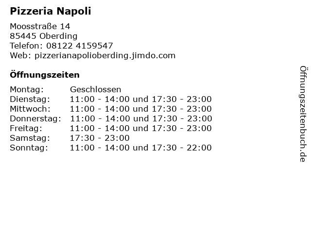 Pizzeria Napoli in Oberding: Adresse und Öffnungszeiten