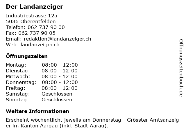 Der Landanzeiger in Oberentfelden: Adresse und Öffnungszeiten