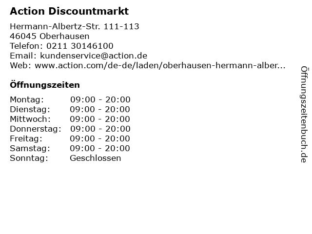 Action Discountmarkt in Oberhausen: Adresse und Öffnungszeiten