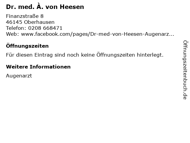 Dr. med. À. von Heesen in Oberhausen: Adresse und Öffnungszeiten