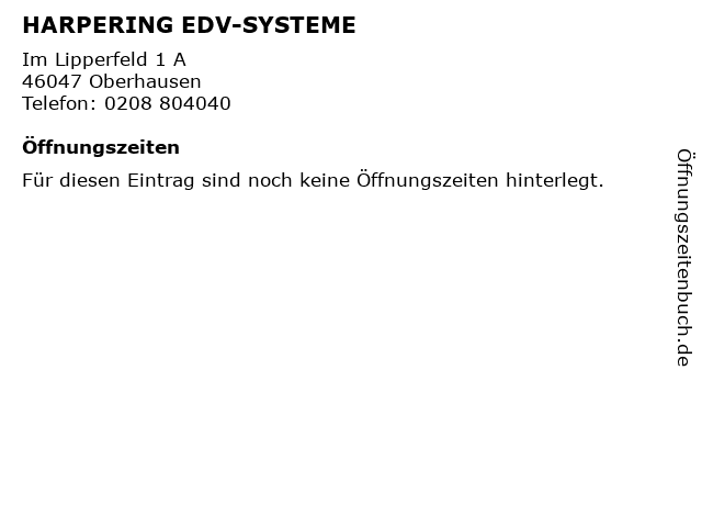 HARPERING EDV-SYSTEME in Oberhausen: Adresse und Öffnungszeiten