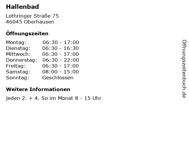 Hallenbad in Oberhausen: Adresse und Öffnungszeiten