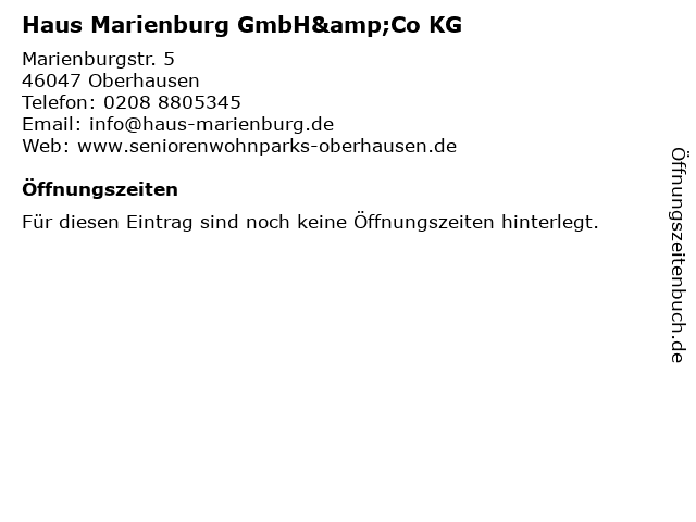 ᐅ Offnungszeiten Haus Marienburg Gmbh Co Kg Marienburgstr 5