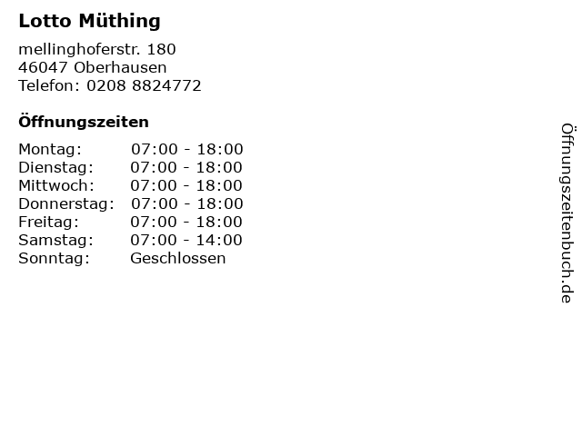 Lotto Müthing in Oberhausen: Adresse und Öffnungszeiten