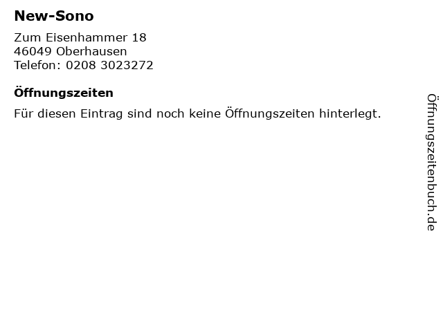New-Sono in Oberhausen: Adresse und Öffnungszeiten