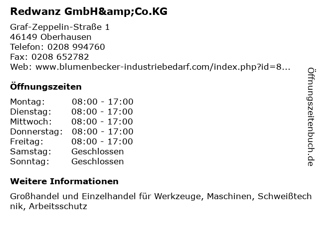 Redwanz GmbH&Co.KG in Oberhausen: Adresse und Öffnungszeiten