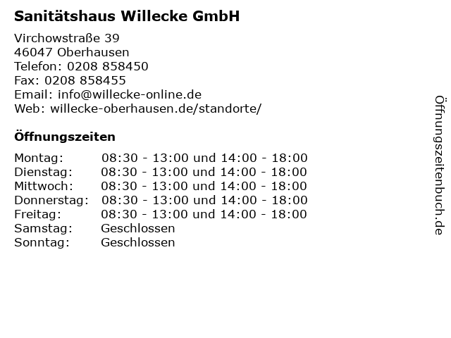 Sanitätshaus Willecke GmbH in Oberhausen: Adresse und Öffnungszeiten