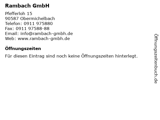 Rambach GmbH in Obermichelbach: Adresse und Öffnungszeiten
