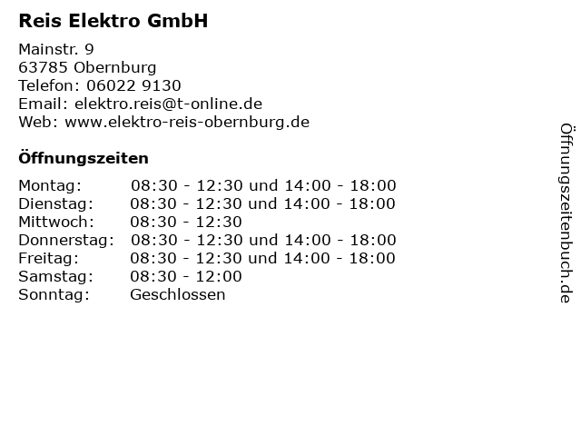 Reis Elektro GmbH in Obernburg: Adresse und Öffnungszeiten