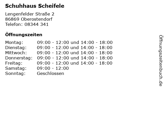 Schuhhaus Scheifele in Oberostendorf: Adresse und Öffnungszeiten