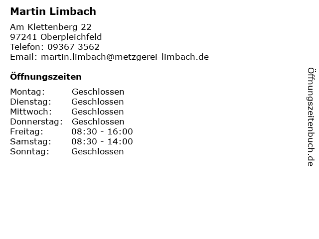 Martin Limbach in Oberpleichfeld: Adresse und Öffnungszeiten