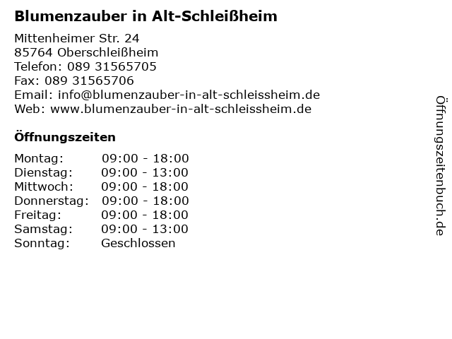 Blumenzauber in Alt-Schleißheim in Oberschleißheim: Adresse und Öffnungszeiten
