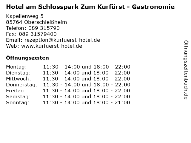 Hotel am Schlosspark Zum Kurfürst - Gastronomie in Oberschleißheim: Adresse und Öffnungszeiten