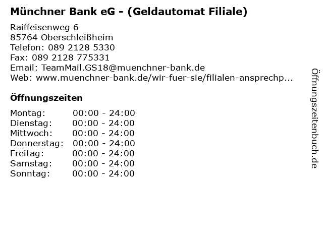 Münchner Bank eG - (Geldautomat Filiale) in Oberschleißheim: Adresse und Öffnungszeiten