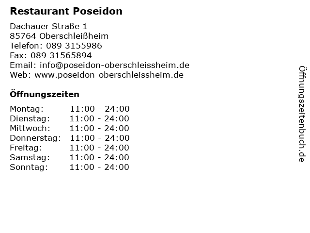 Restaurant Poseidon in Oberschleißheim: Adresse und Öffnungszeiten