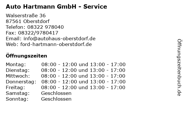 Auto Hartmann GmbH - Service in Oberstdorf: Adresse und Öffnungszeiten