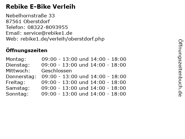Rebike E-Bike Verleih in Oberstdorf: Adresse und Öffnungszeiten