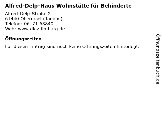 á… Offnungszeiten Alfred Delp Haus Wohnstatte Fur Behinderte Alfred Delp Strasse 2 In Oberursel Taunus