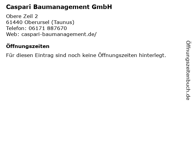 Caspari Baumanagement GmbH in Oberursel (Taunus): Adresse und Öffnungszeiten