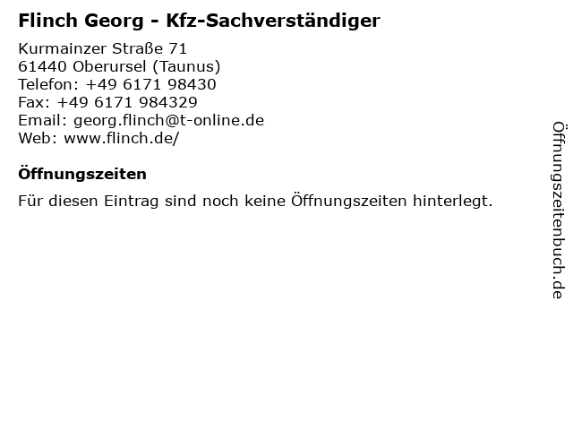 Flinch Georg - Kfz-Sachverständiger in Oberursel (Taunus): Adresse und Öffnungszeiten