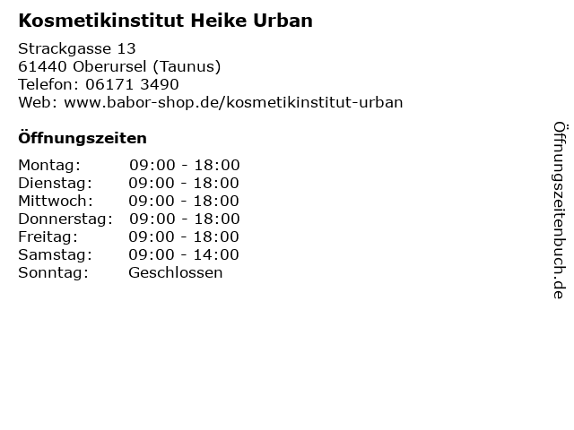 Kosmetikinstitut Heike Urban in Oberursel (Taunus): Adresse und Öffnungszeiten