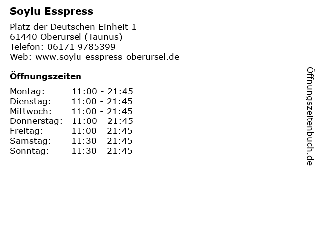 Soylu Esspress in Oberursel (Taunus): Adresse und Öffnungszeiten