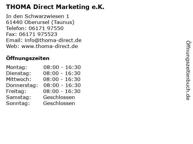 THOMA Direct Marketing e.K. in Oberursel (Taunus): Adresse und Öffnungszeiten