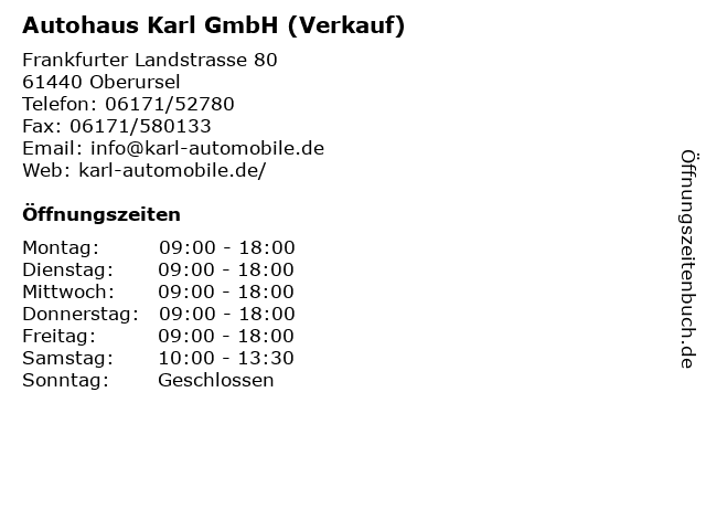 Autohaus Karl GmbH (Verkauf) in Oberursel: Adresse und Öffnungszeiten