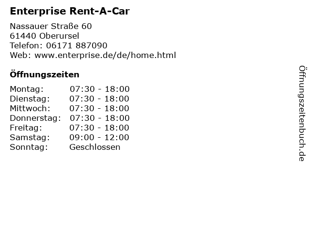Enterprise Rent-A-Car in Oberursel: Adresse und Öffnungszeiten